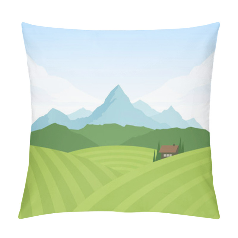 Personality  Summer Mountains Alpine Landscape With Fields And House Pillow Covers