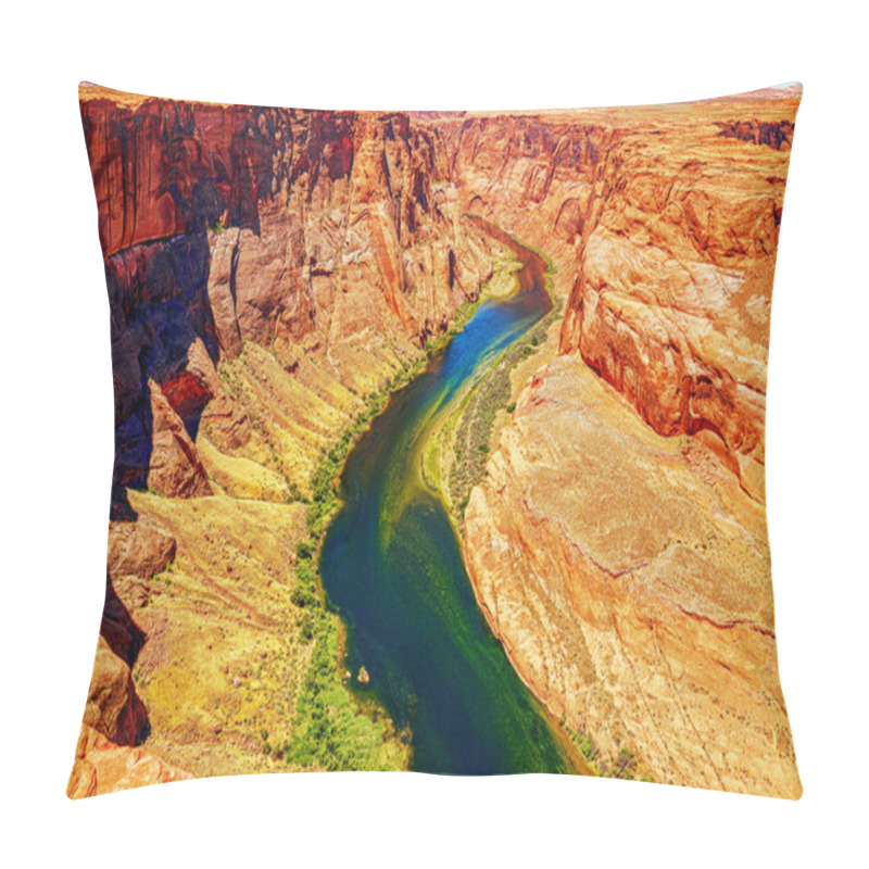 Personality  Red Rock Canyon Road Panoramic Landscape. Mountain Road In Red Rock Canyon Desert Panorama Arizona Horseshoe Bend Of Colorado River In Grand Canyon. Pillow Covers