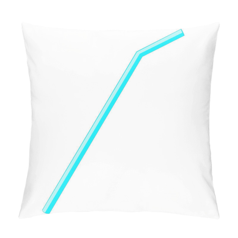 Personality  Drinking Turquoise Plastic Straw. Hand Drawn Illustration. Plastic Decoration For Summer Refresh Cocktails, Drinks, Beverages, Parties. Relax, Vacations, Parties, Nightlife Concept. Pillow Covers