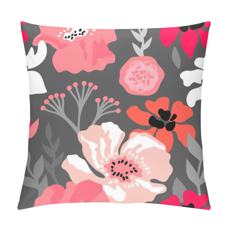 Personality  Pink Flowers And Grey Leaves. Pillow Covers