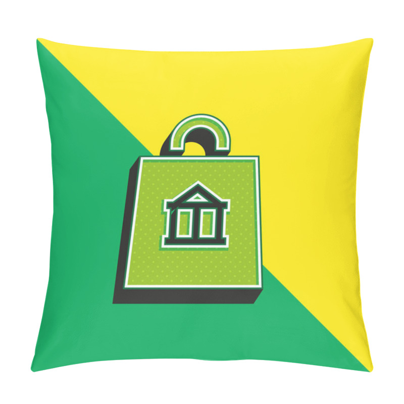 Personality  Bag Green And Yellow Modern 3d Vector Icon Logo Pillow Covers