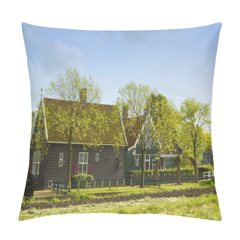 Personality  Rural Dutch Scenery Of Small Old Houses And Canal In Zaanse, Net Pillow Covers