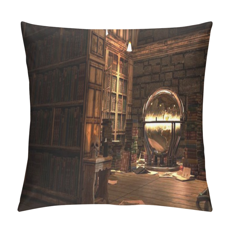 Personality  Academy Building Library Fantasy Architecture, 3D Illustration, 3D Rendering Pillow Covers