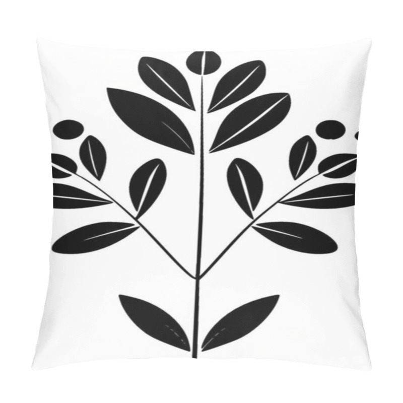 Personality  Eucalyptus - Black And White Isolated Icon - Vector Illustration Pillow Covers