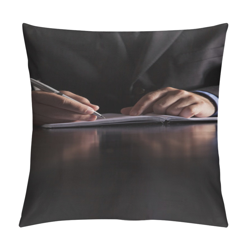 Personality  Businessman Writes In Notebook Pillow Covers