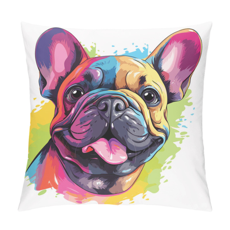 Personality  Happy Dog. Cute And Funny French Bulldog In Vector Pop Art Style. Template For T-shirt, Sticker, Etc. Pillow Covers