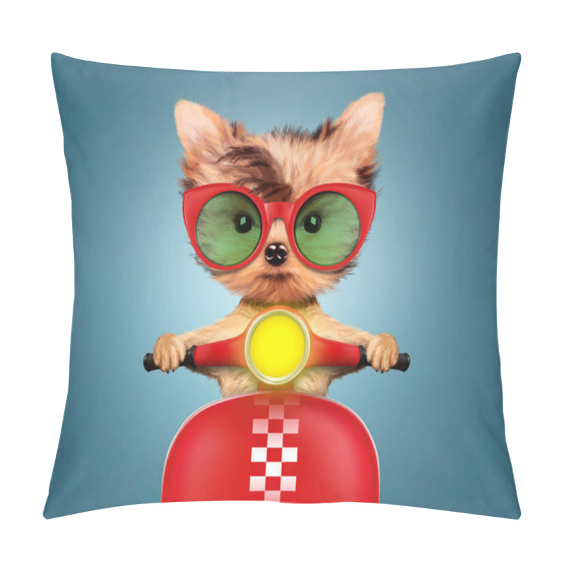 Personality  Adorable Puppy Sitting On A Motorbike Pillow Covers