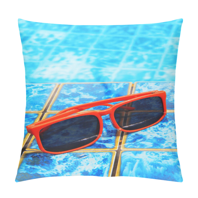 Personality  Sunglasses In The Pool With Blue Water Pillow Covers