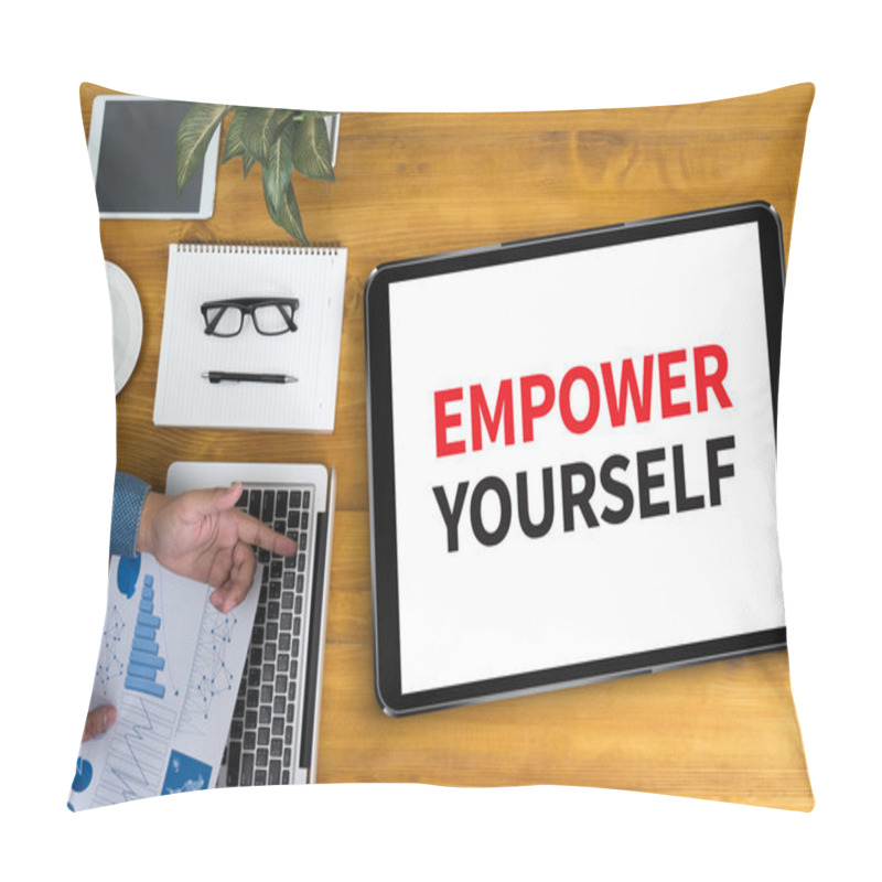 Personality  Businessman Work Hard, Top View Pillow Covers