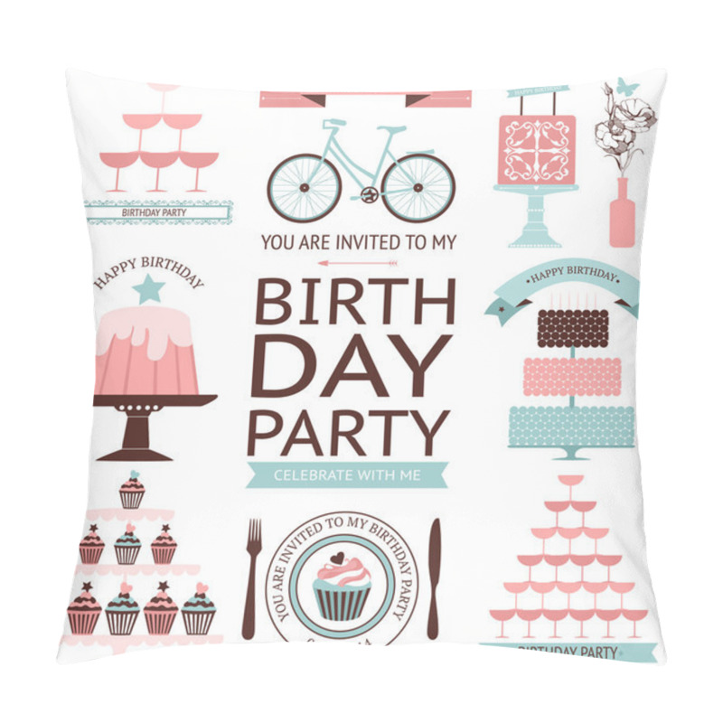 Personality  Birthday Celebration Icons Pillow Covers