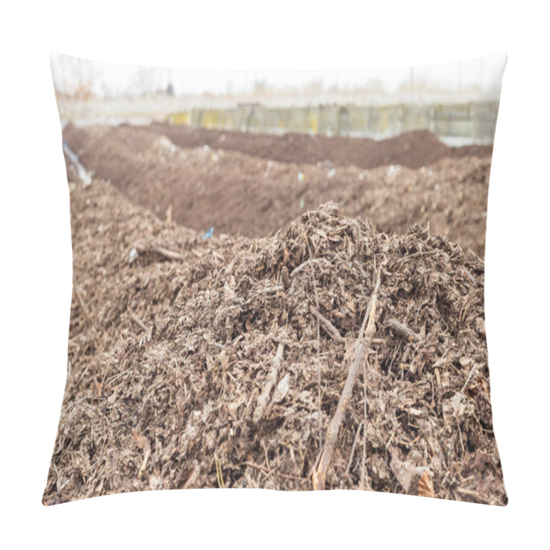 Personality  Industrial Compost Plant. Collection Point For Fresh Green Waste. Turning Organic Waste To Compost Soil. Pillow Covers