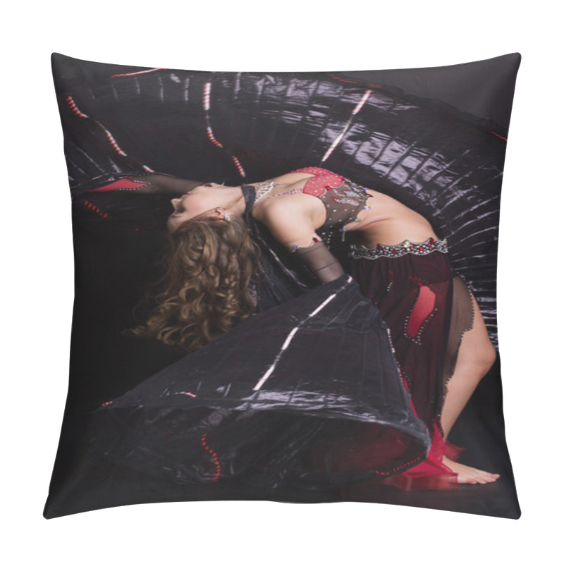 Personality  Beautiful Belly Dancer Wearing A Black Costume Pillow Covers