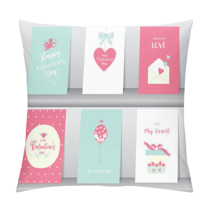 Personality  Set Of Valentine's Day Card On Retro Pattern Design,love,animal,cute Vector,Vector Illustrations  Pillow Covers