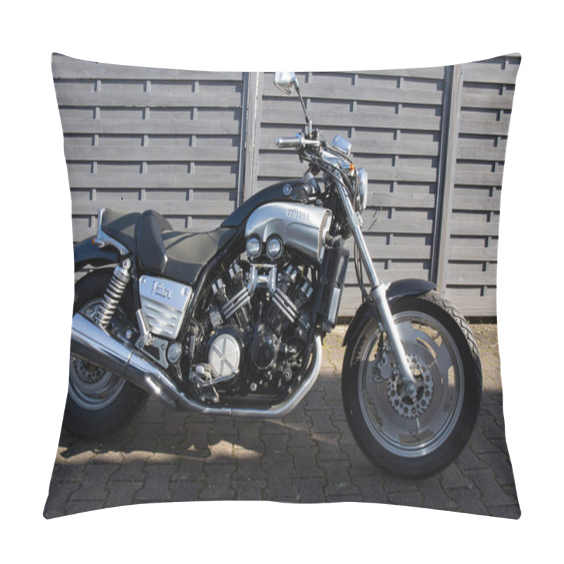 Personality  Bordeaux , Aquitaine / France - 11 25 2019 : Yamaha V-Max 1200 Power Motorbike Custom Profile View Of Vintage Old Motorcycle Pillow Covers