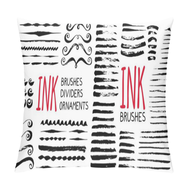 Personality  Ink Brushes , Dividers, Circles And Ornaments. Hand Painted With Ink Brush In Grungy Style. Vector Illustration Pillow Covers