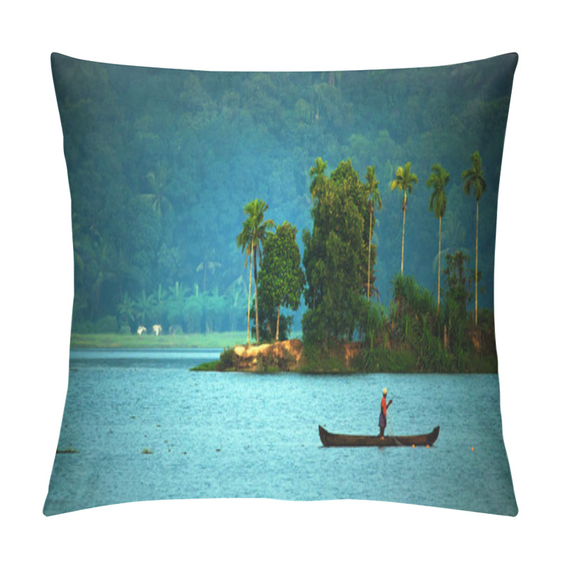 Personality  Old Man Fishing Alone In A Boat Pillow Covers