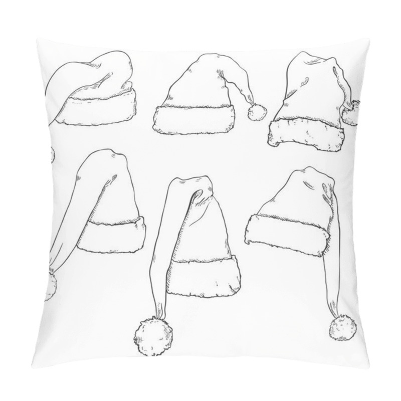 Personality  Set Of Santa Claus Hats Sketches Pillow Covers