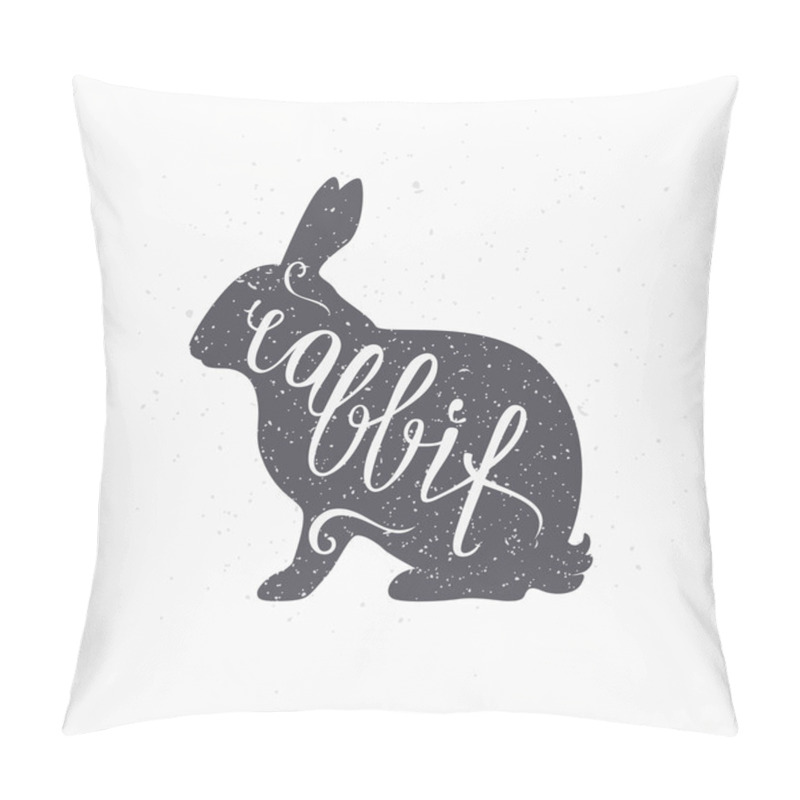 Personality  Hipster Style Hare Silhouette. Rabbit Meat Hand Lettering Pillow Covers