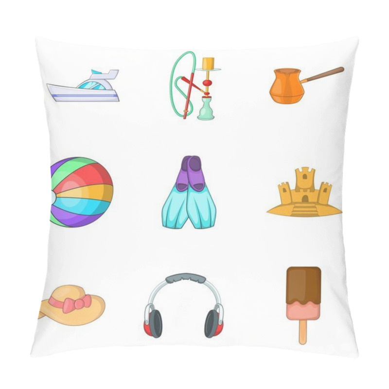 Personality  Boat Icons Set, Cartoon Style Pillow Covers