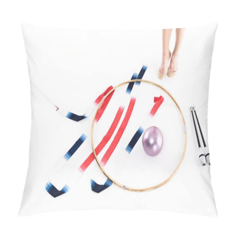 Personality  Athlete Standing Near Rhythmic Gymnastics Apparatus Pillow Covers