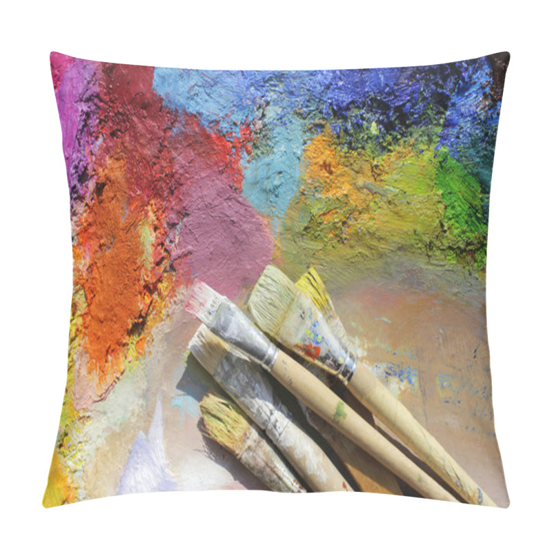 Personality  Oil Paints Palette And Paint Brushes Pillow Covers