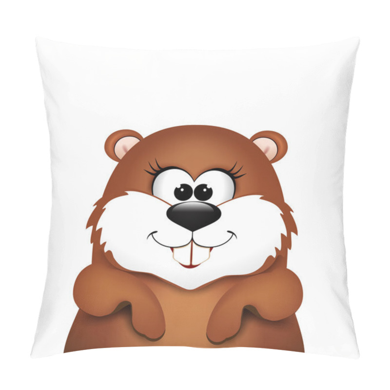 Personality  Groundhog Day. Marmot On White Background. Pillow Covers