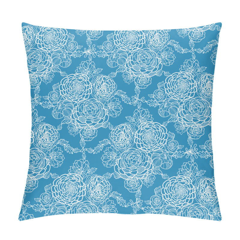 Personality  Blue Lace Flowers Seamless Pattern Background Pillow Covers