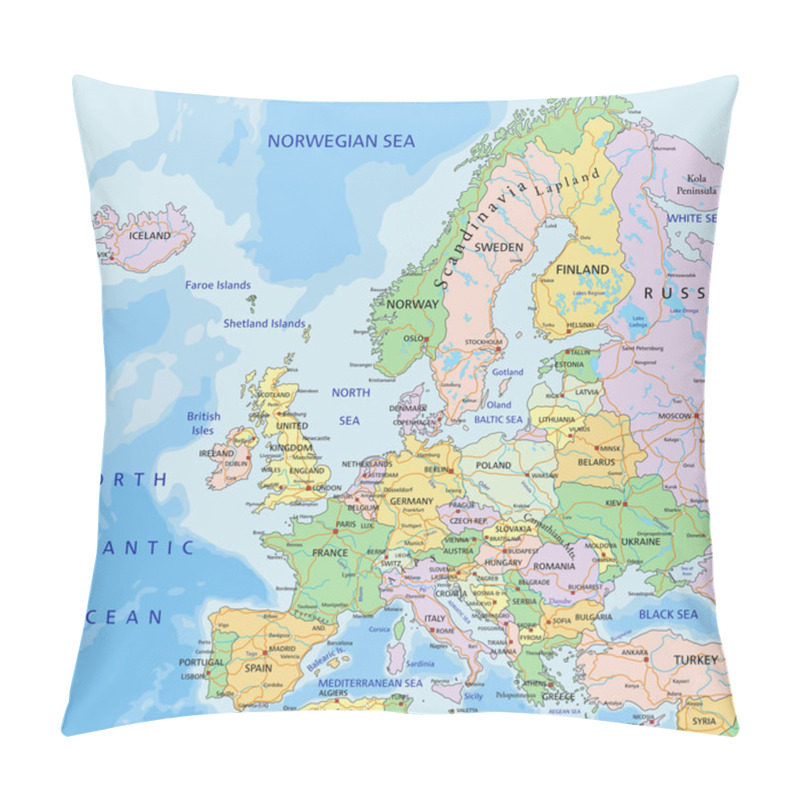 Personality  Europe Political Map Pillow Covers