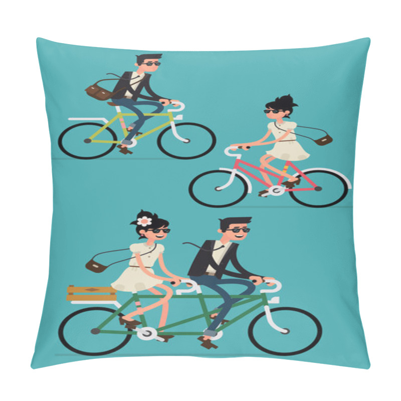 Personality  Young Hipsters Couple Riding Pillow Covers