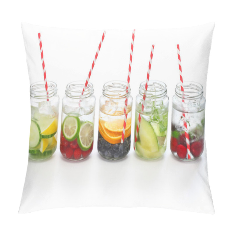 Personality  Detox Water On White Background Pillow Covers