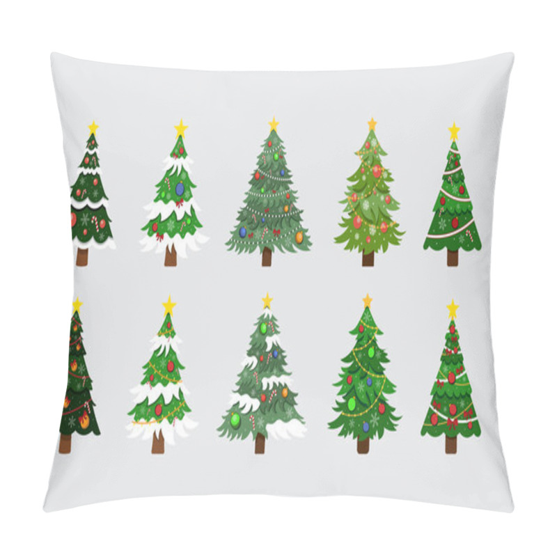 Personality  Vector Illustration Of Set Of Decoration Christmas Trees Pillow Covers