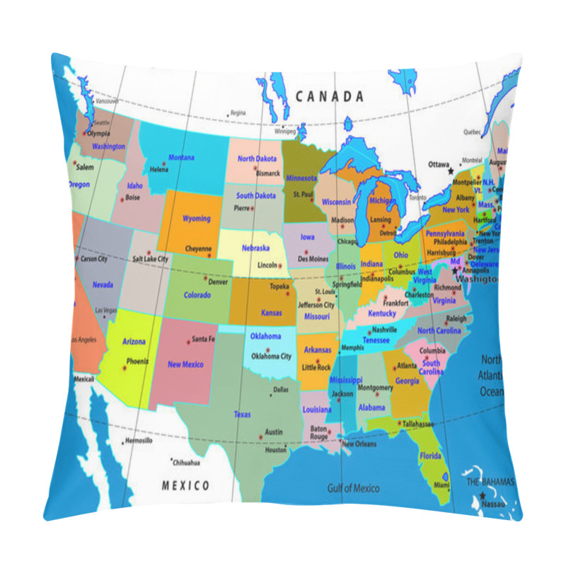 Personality  United States Map Vector Pillow Covers