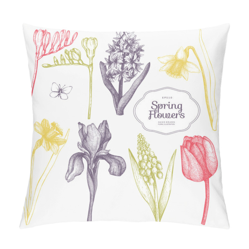 Personality  Hand Drawn Spring Flowers Pillow Covers