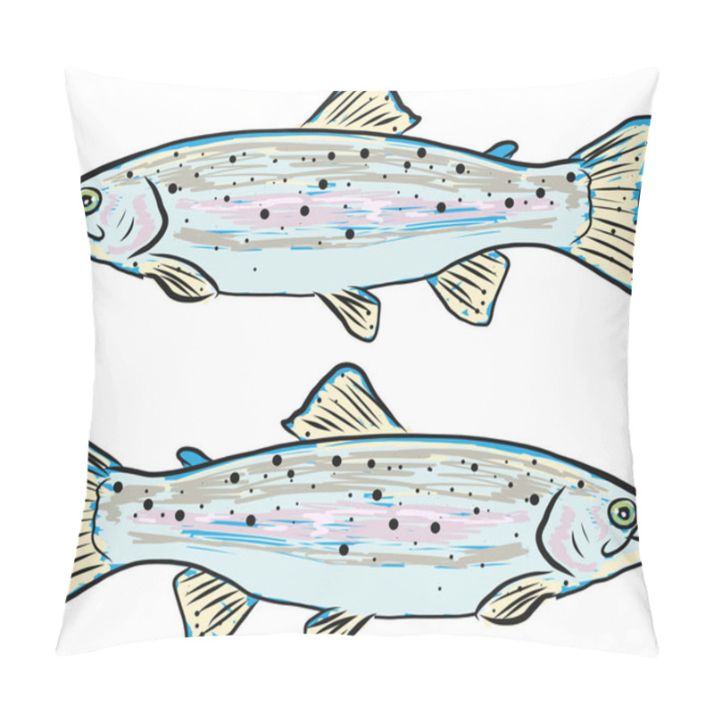 Personality  Rainbow Trout Vector Illustration Clip-art Fish Image Pillow Covers