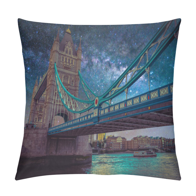 Personality  Tower Bridge With Milky Way At Night Sky In London, UK. Pillow Covers