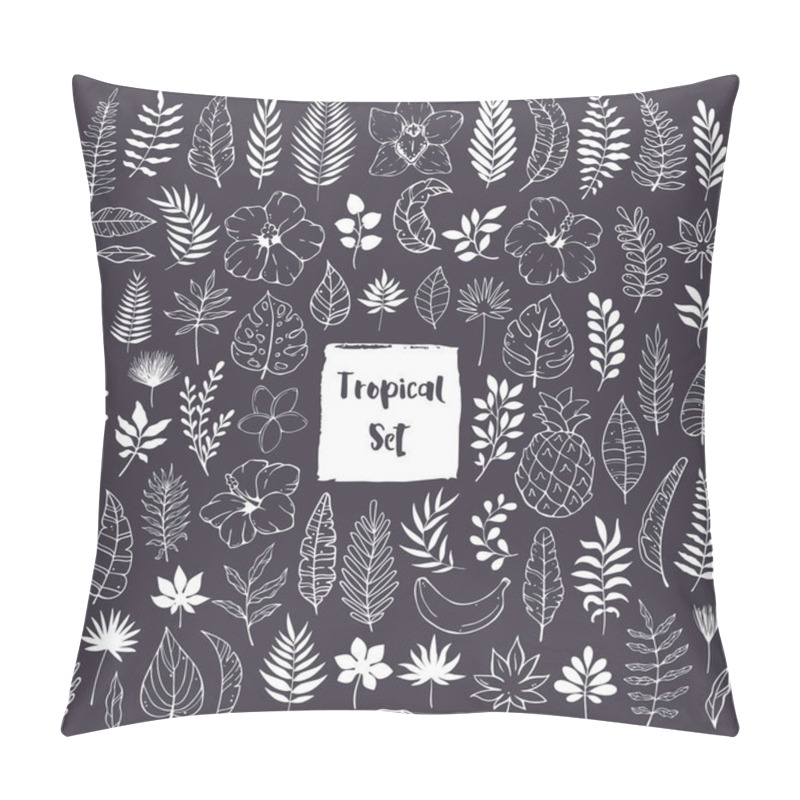 Personality  Hand Drawn Doodles And Sketches Of Tropical Leaves And Flowers Pillow Covers