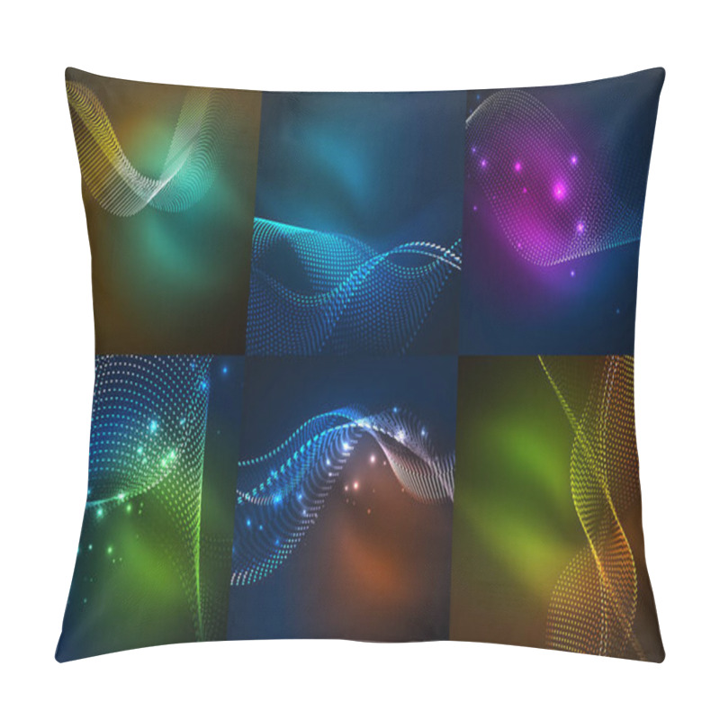 Personality  Set Of Particles Smoke Wave Backgrounds Pillow Covers