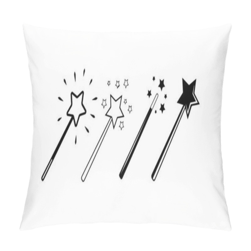 Personality  Set Of Magic Wands With Star Tips. Vector Illustration. Pillow Covers