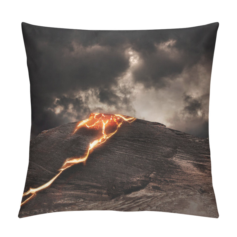 Personality  3D Rendering Heat Red Cracked Ground Texture After Eruption Volcano Pillow Covers