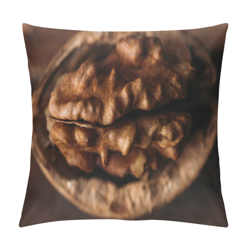 Personality  Top View Of Walnut In Nut Shell As Dementia Symbol Pillow Covers