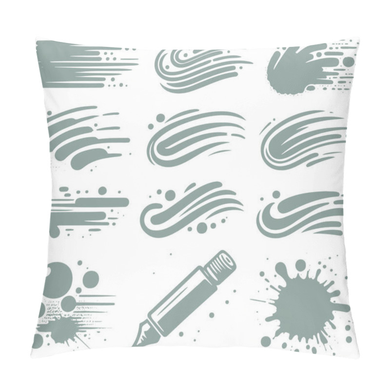 Personality  Gray Paint Elements Collection With Brush Strokes Vector Pillow Covers