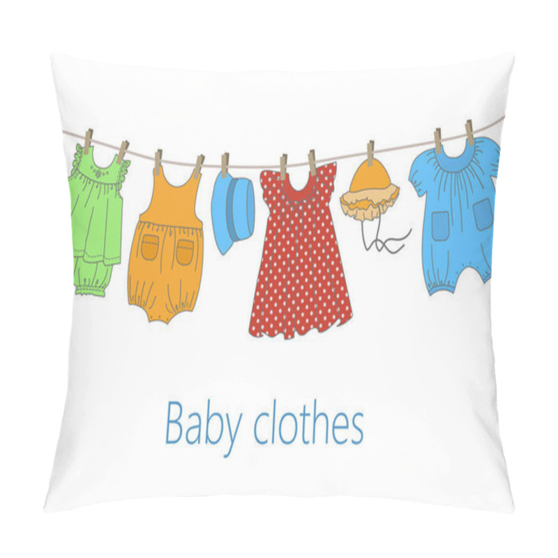 Personality  Baby Clothes Hang On The Clothesline Pillow Covers