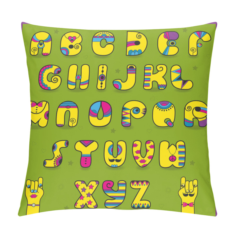 Personality  Dandy Alphabet. Funny Yellow Pink Letters Pillow Covers