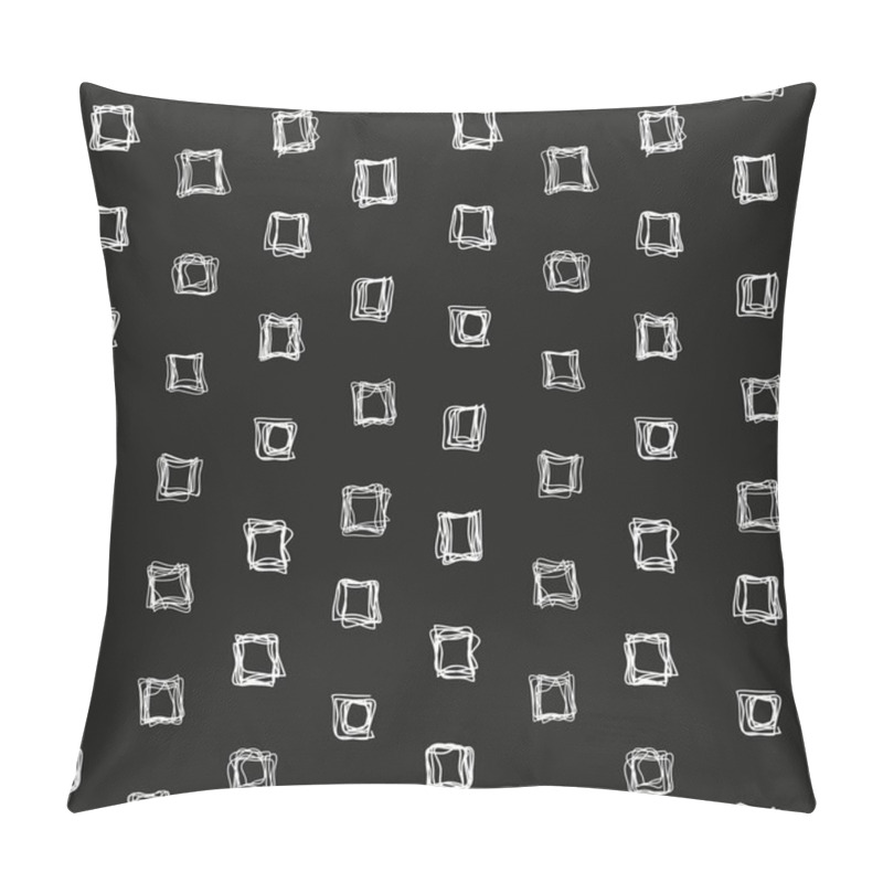 Personality  Seamless Pattern Of Abstract White Squares Of Thin Lines On A Bl Pillow Covers