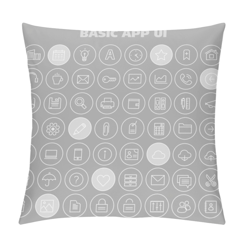 Personality  Big Basic App UI, UX And Office Linear Icon Set Pillow Covers