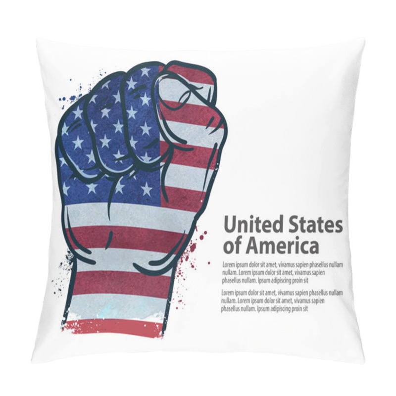 Personality  Fist.  Flag USA, United States Of America. Vector Illustration Pillow Covers