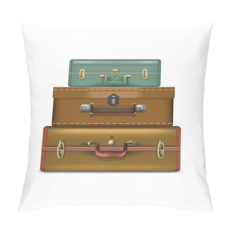 Personality  Realistic Suitcases Isolated On White Background. Vector Eps 10 Format. Pillow Covers