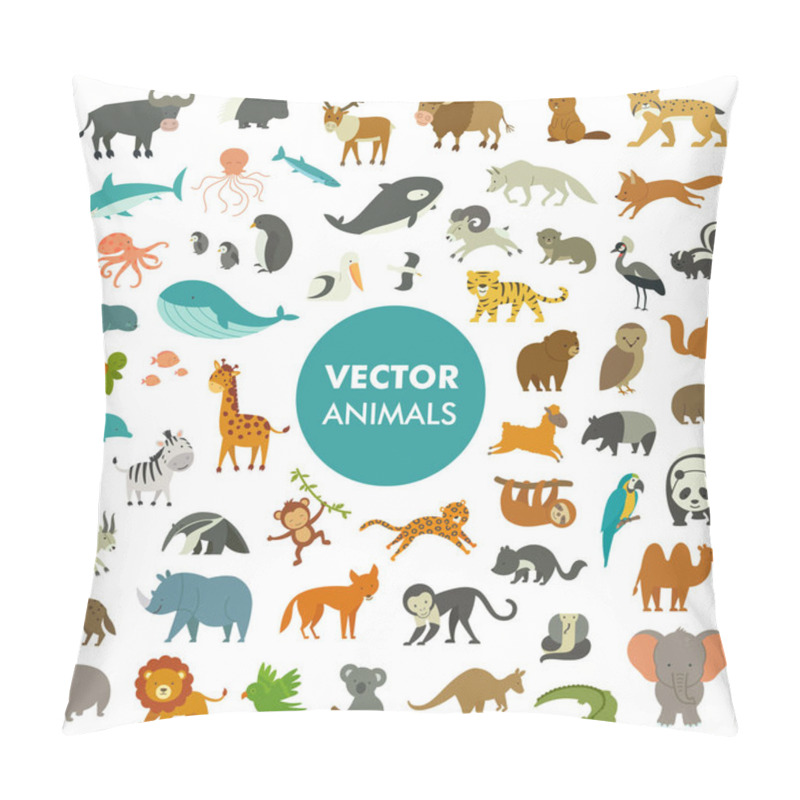 Personality  Vector Illustration Of Simple Cartoon Animal Icons Pillow Covers