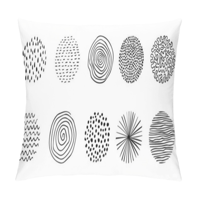 Personality  Set Of Doodle Round Patterns. Abstract Shapes And Design Elements. Trendy Pattern For Poster, Social Media And Other Designs. Vector Illustration. Pillow Covers