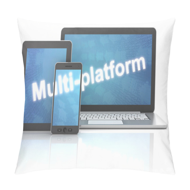 Personality  Smartphone, Tablet And Laptop With Multi-platform Word, 3d Rende Pillow Covers